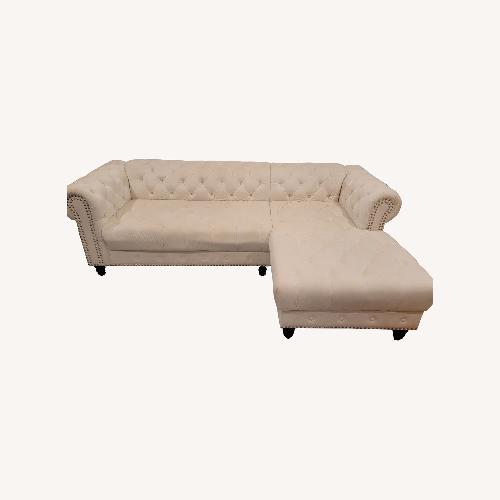 Used House of Hampton White Velvet Tufted 2 Piece Sectional for sale on AptDeco