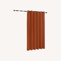 Orange Blackout Curtain Set with Rod & Bracket