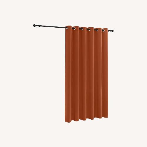 Used Orange Blackout Curtain Set with Rod & Bracket for sale on AptDeco