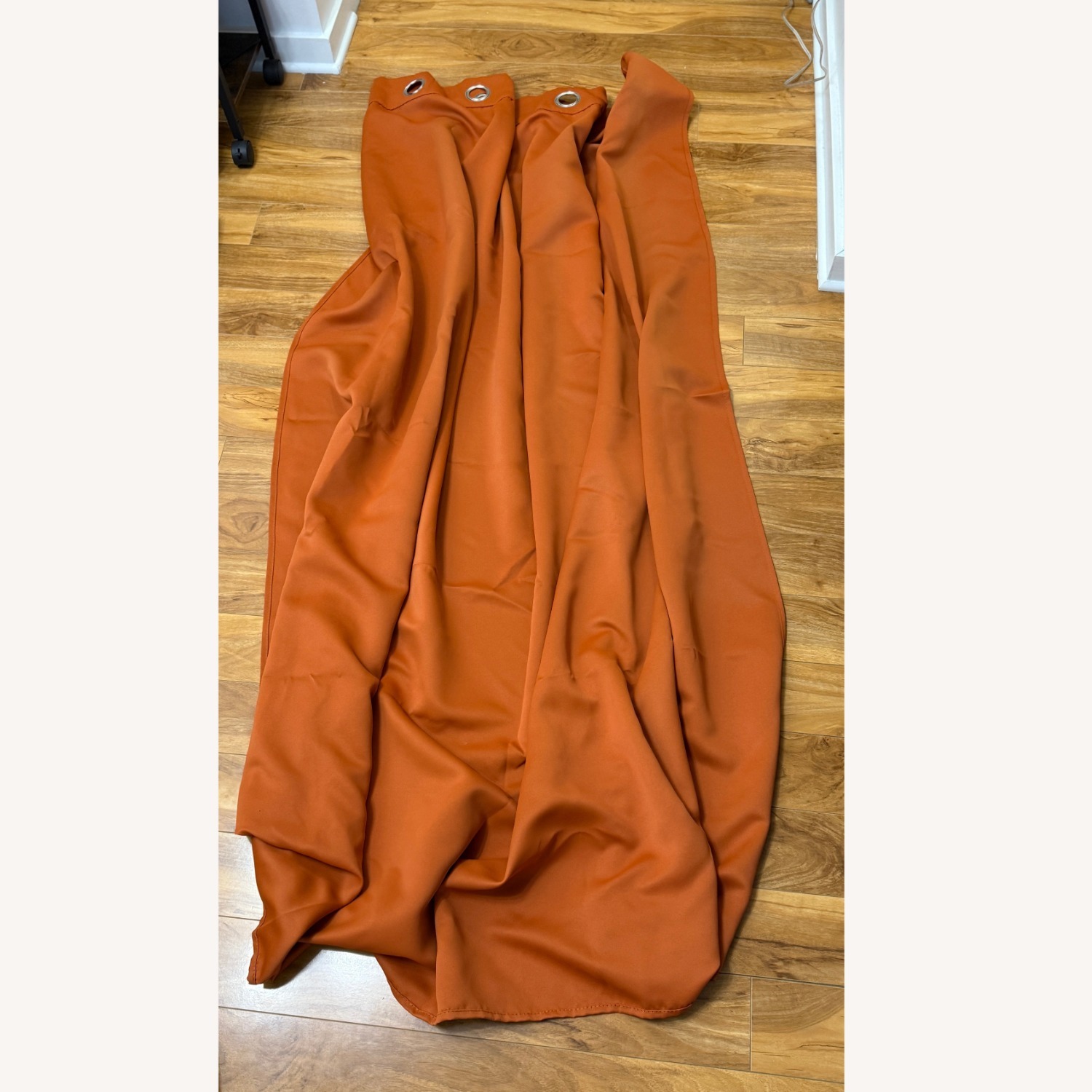 Orange Blackout Curtain Set with Rod & Bracket - image-1