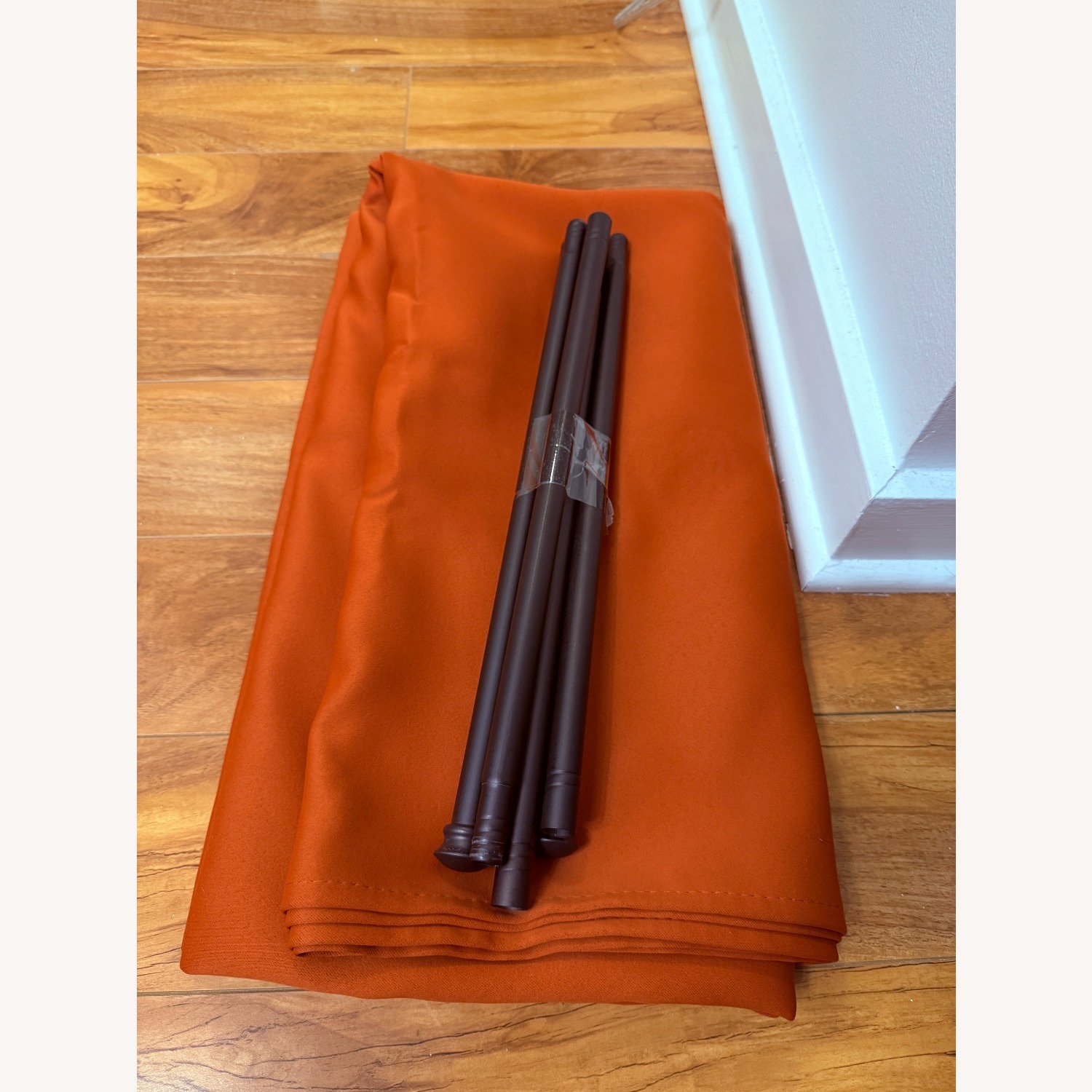 Orange Blackout Curtain Set with Rod & Bracket - image-3