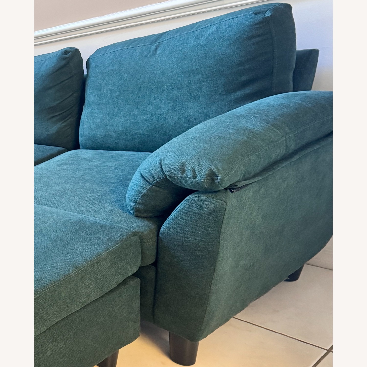 Green Fabric 2 Piece Sectional - image-2