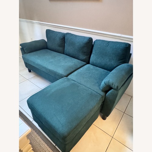 Used Green Fabric 2 Piece Sectional for sale on AptDeco