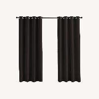 Brown Blackout Curtain Set with Rod & Bracket