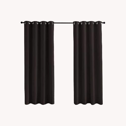 Used Brown Blackout Curtain Set with Rod & Bracket for sale on AptDeco