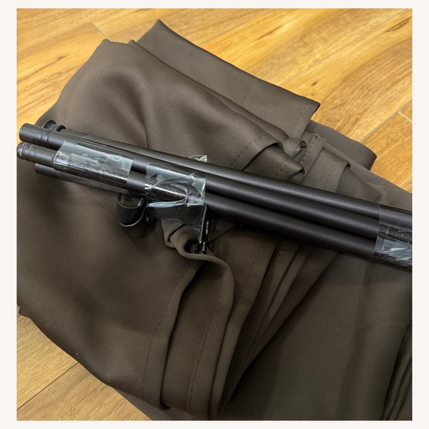 Brown Blackout Curtain Set with Rod & Bracket - image-1