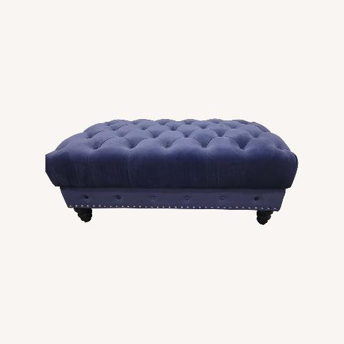 Used Blue Velvet Ottoman for sale on AptDeco