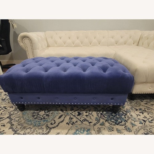 Used Blue Velvet Ottoman for sale on AptDeco