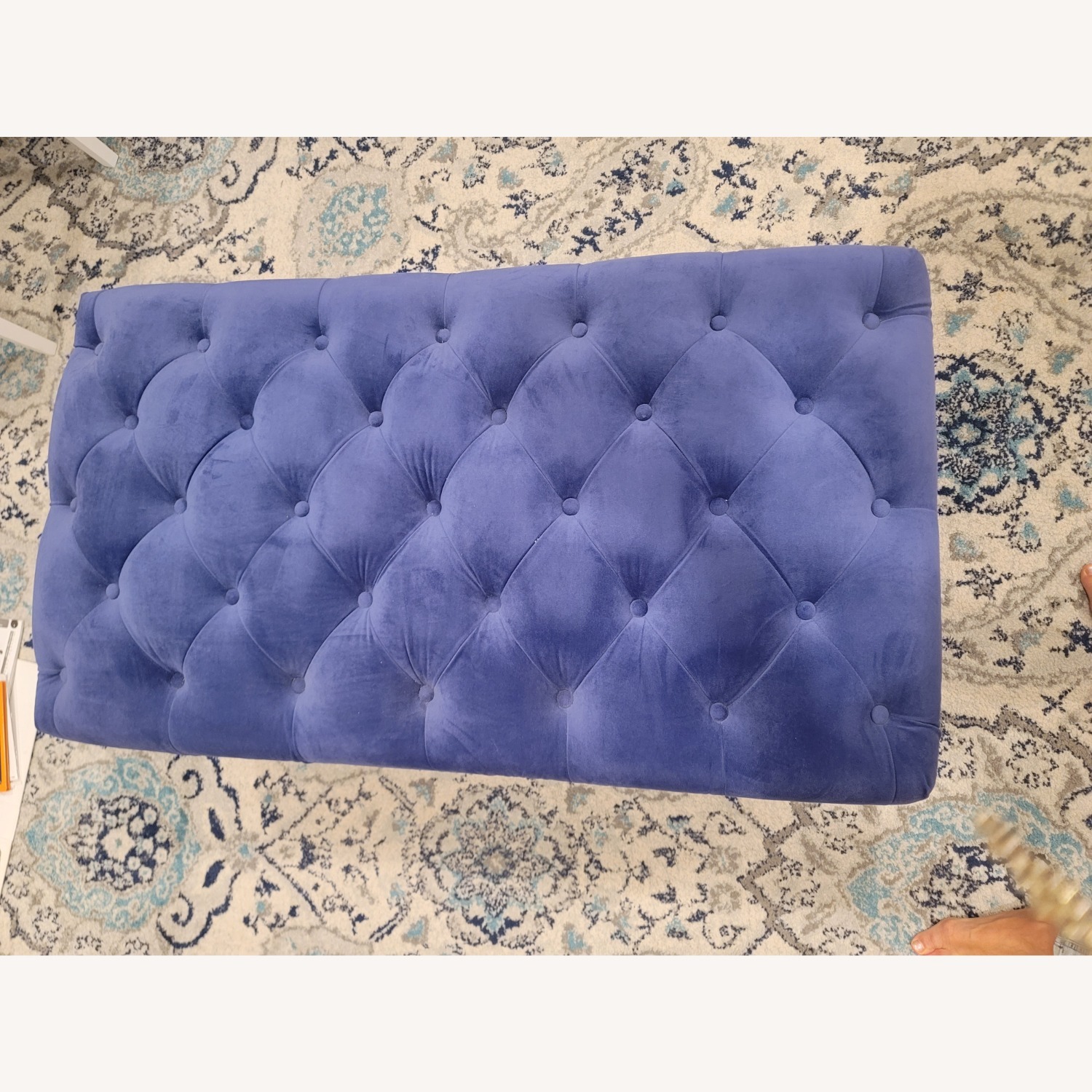Blue Velvet Ottoman - image-3