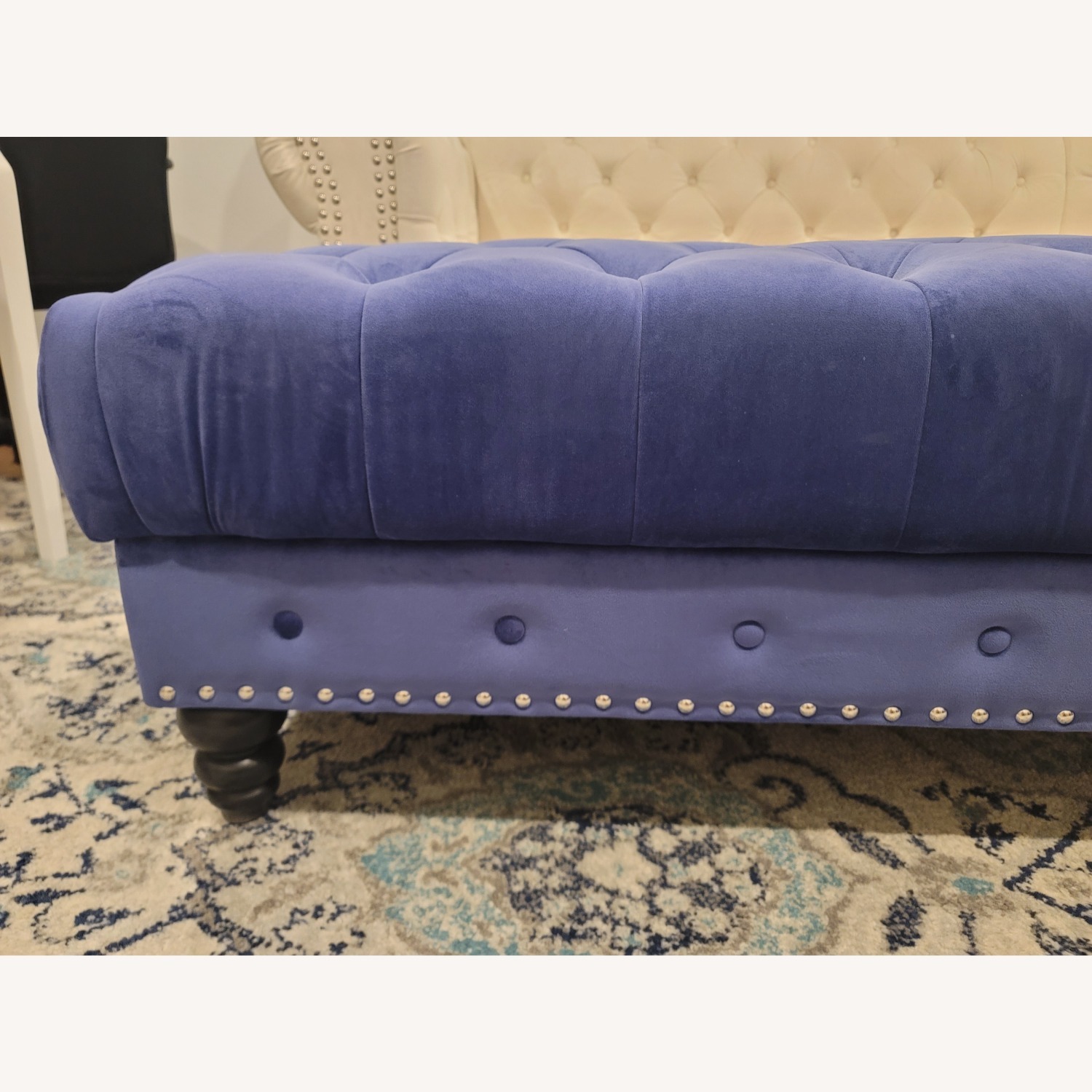 Blue Velvet Ottoman - image-6