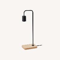 Black & Bamboo Table Lamp with Light Bulbs