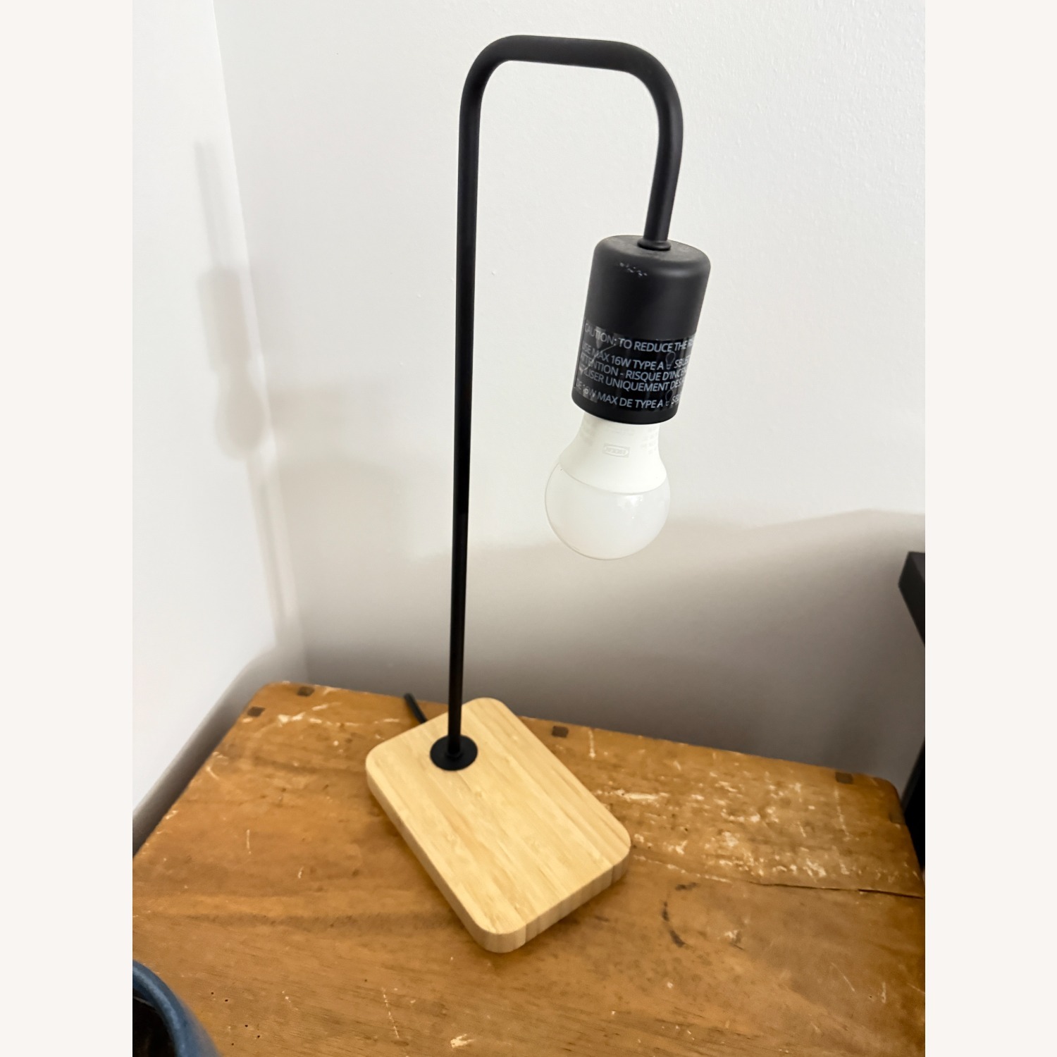 Black & Bamboo Table Lamp with Light Bulbs - image-3