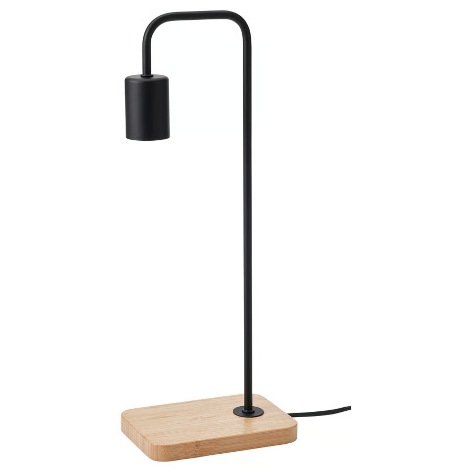 Black & Bamboo Table Lamp with Light Bulbs - image-4