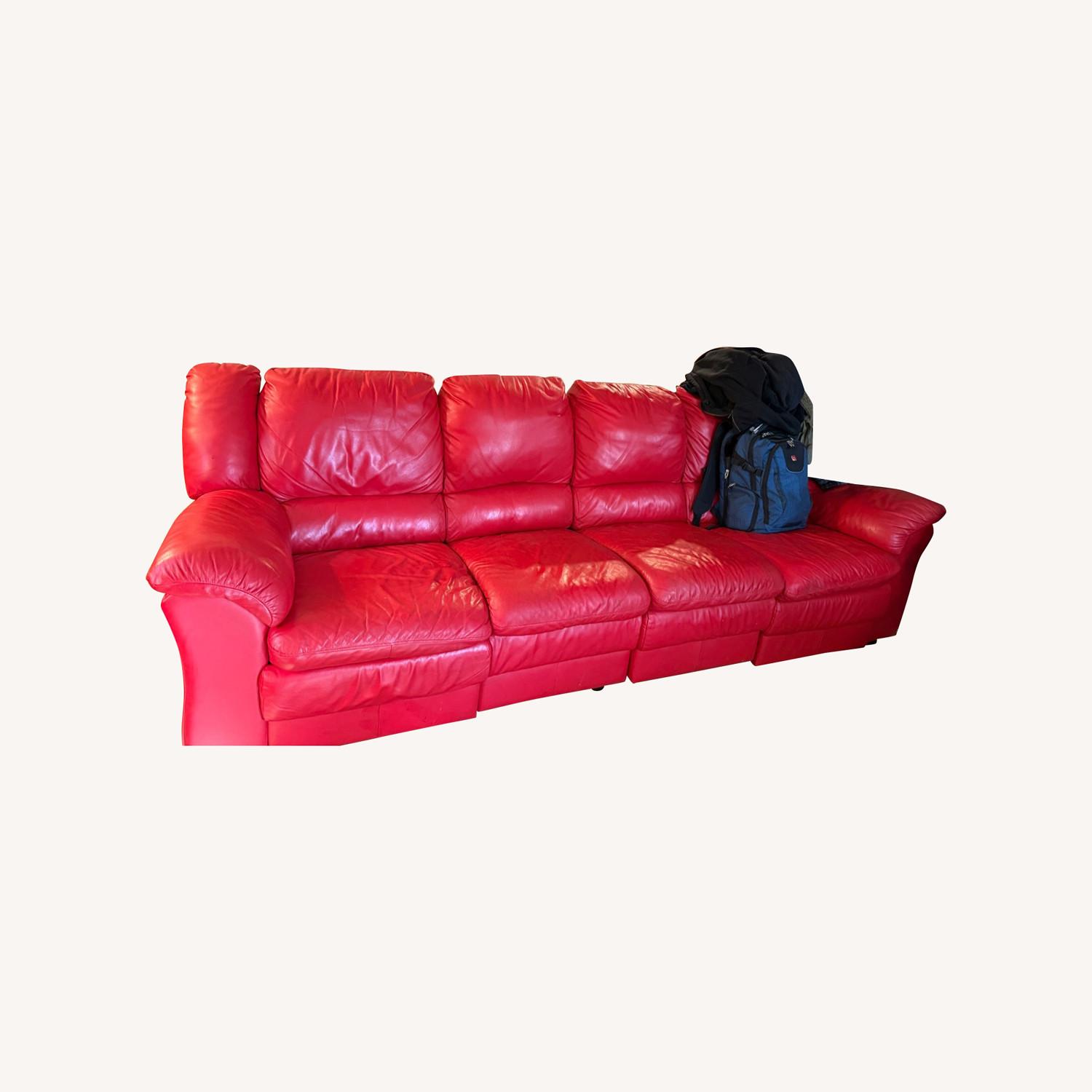 Natuzzi Red Leather 3+ Piece Sectional - image-0