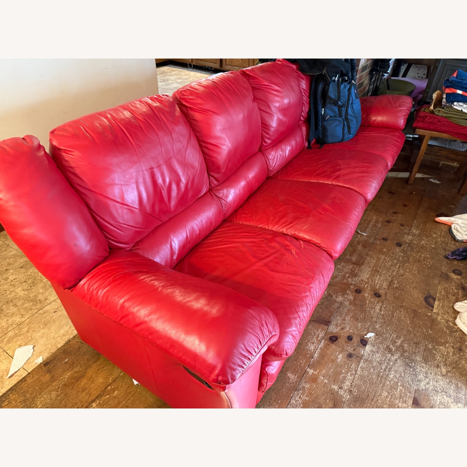 Natuzzi Red Leather 3+ Piece Sectional - image-2