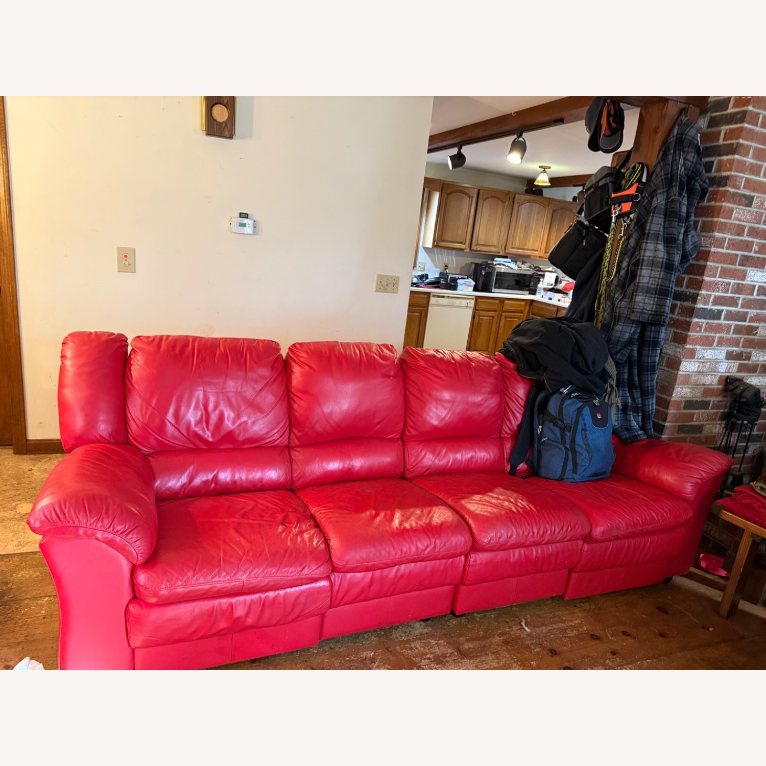 Natuzzi Red Leather 3+ Piece Sectional - image-1