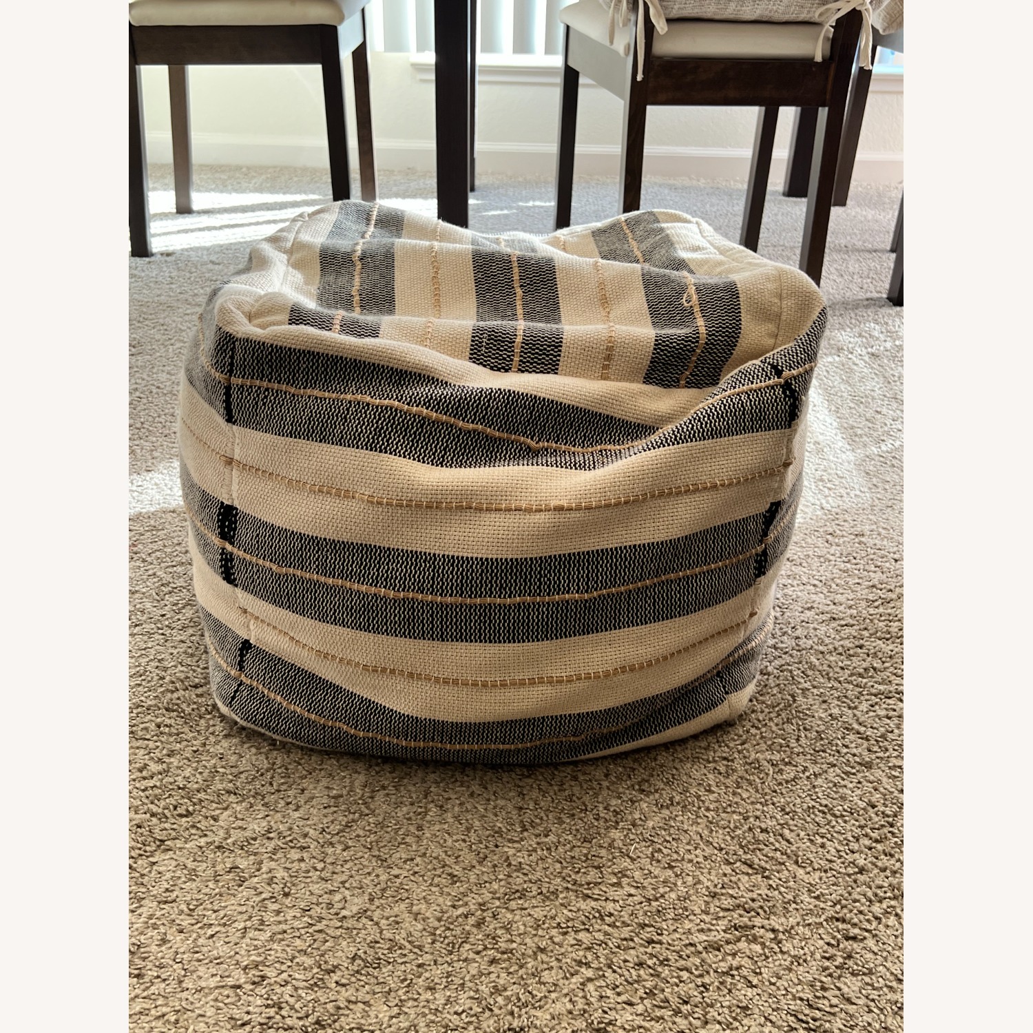 White Cotton Ottoman - image-1