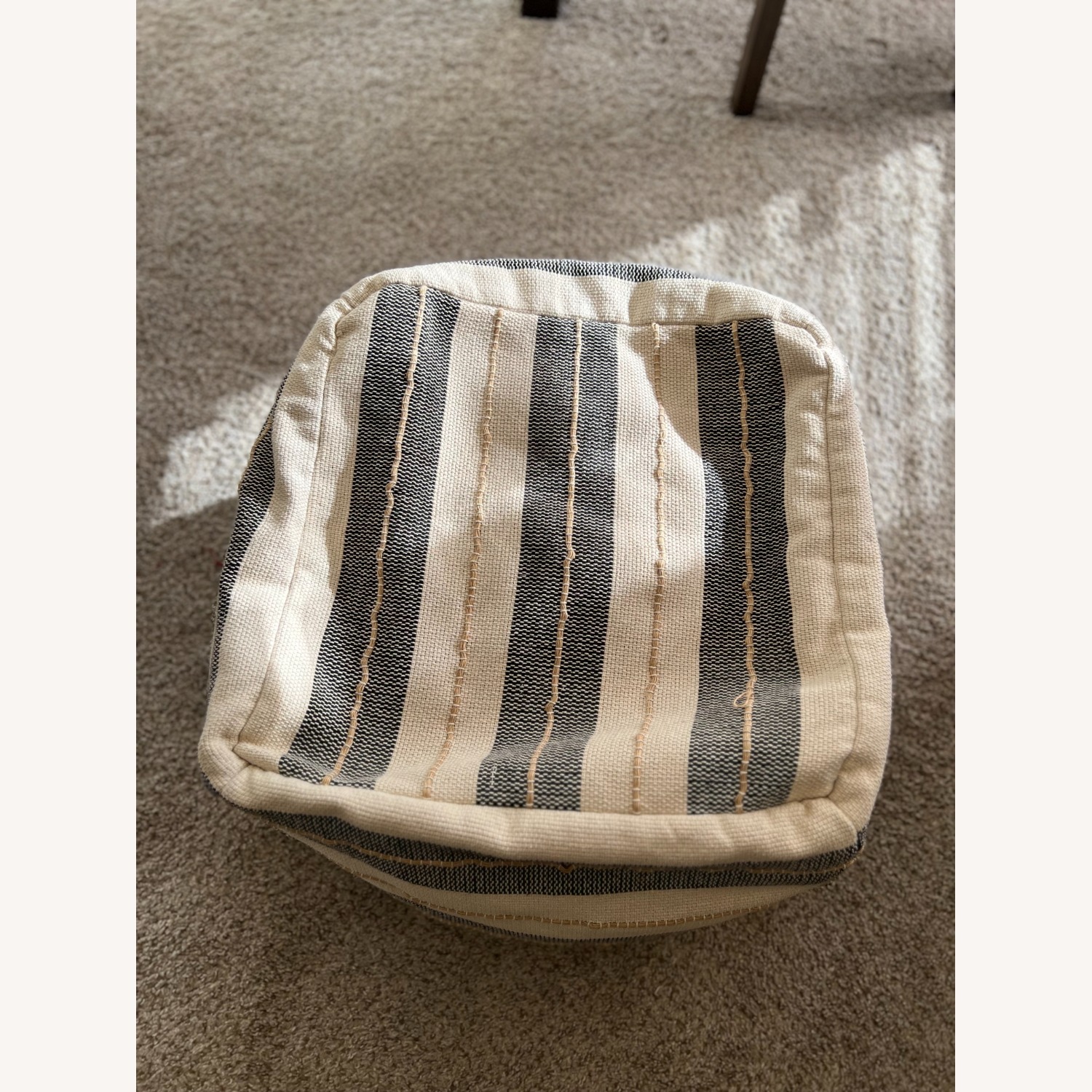 White Cotton Ottoman - image-3