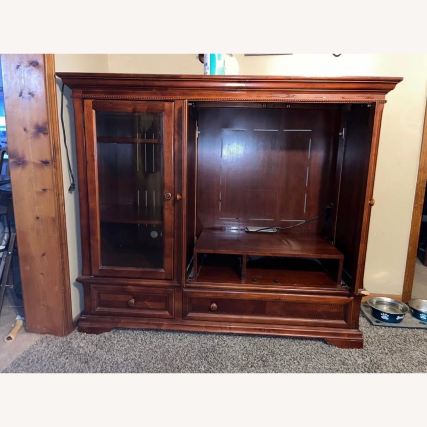 Dark Brown Wood Media Storage - image-2