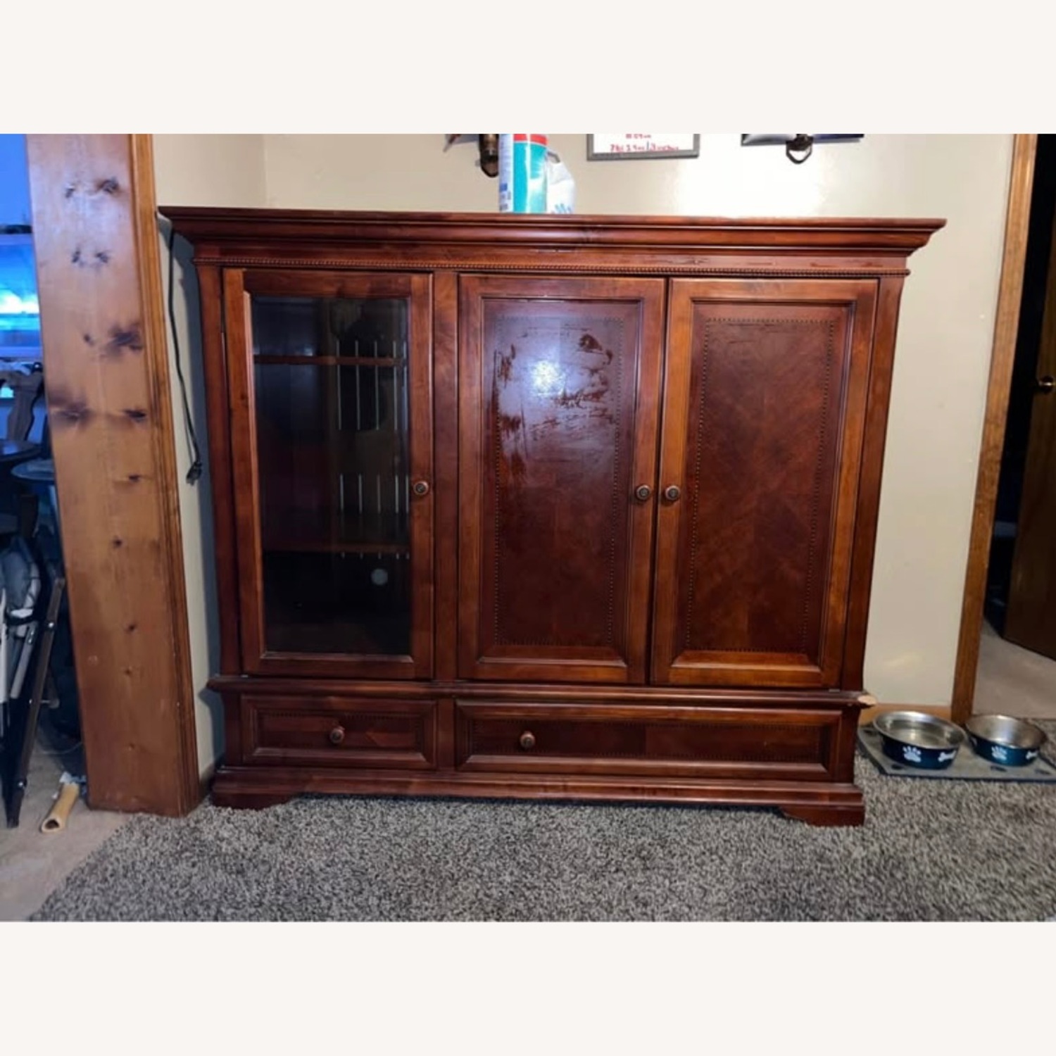 Dark Brown Wood Media Storage - image-1