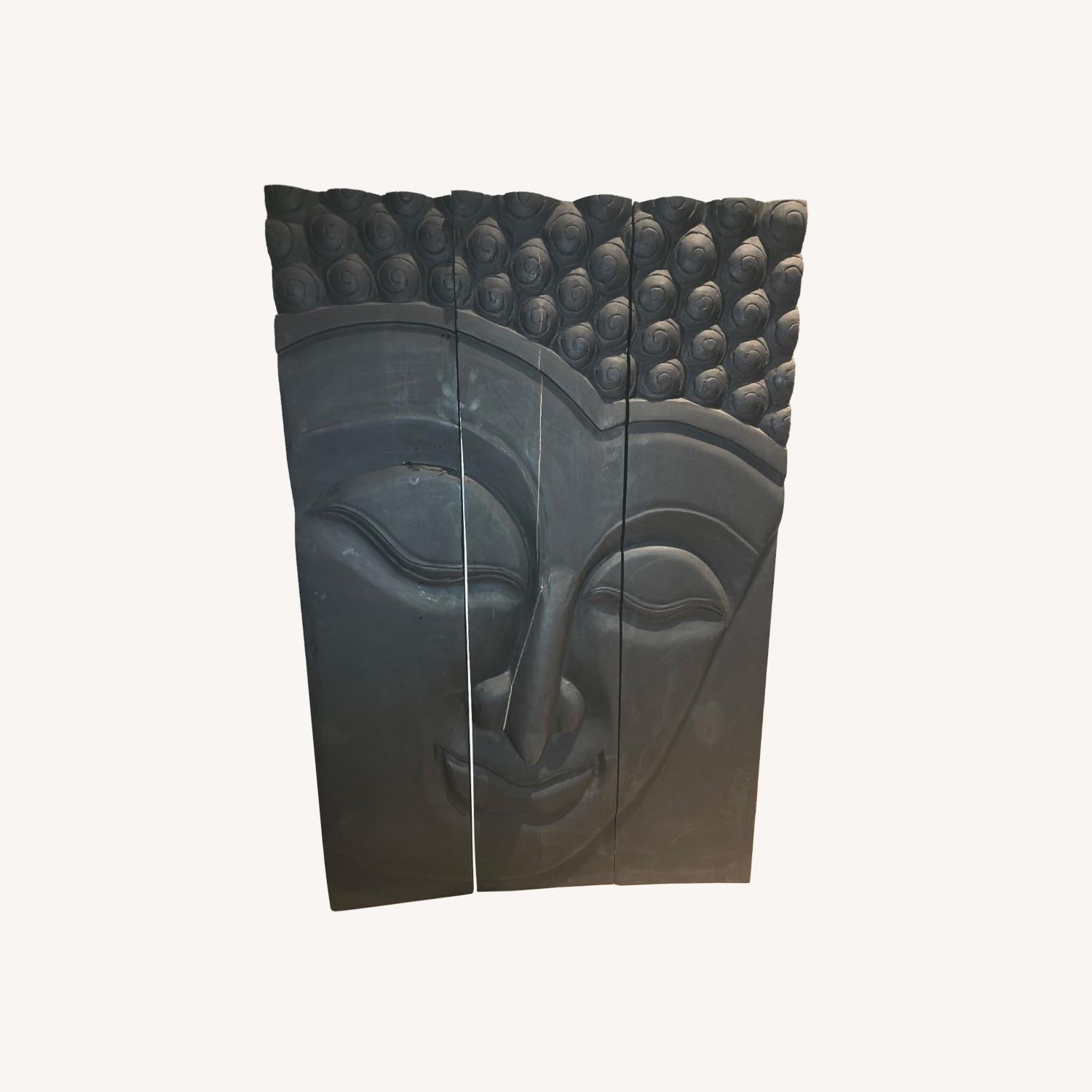  Serenity in Carved Wood (Large Buddha Wall Art) - image-0