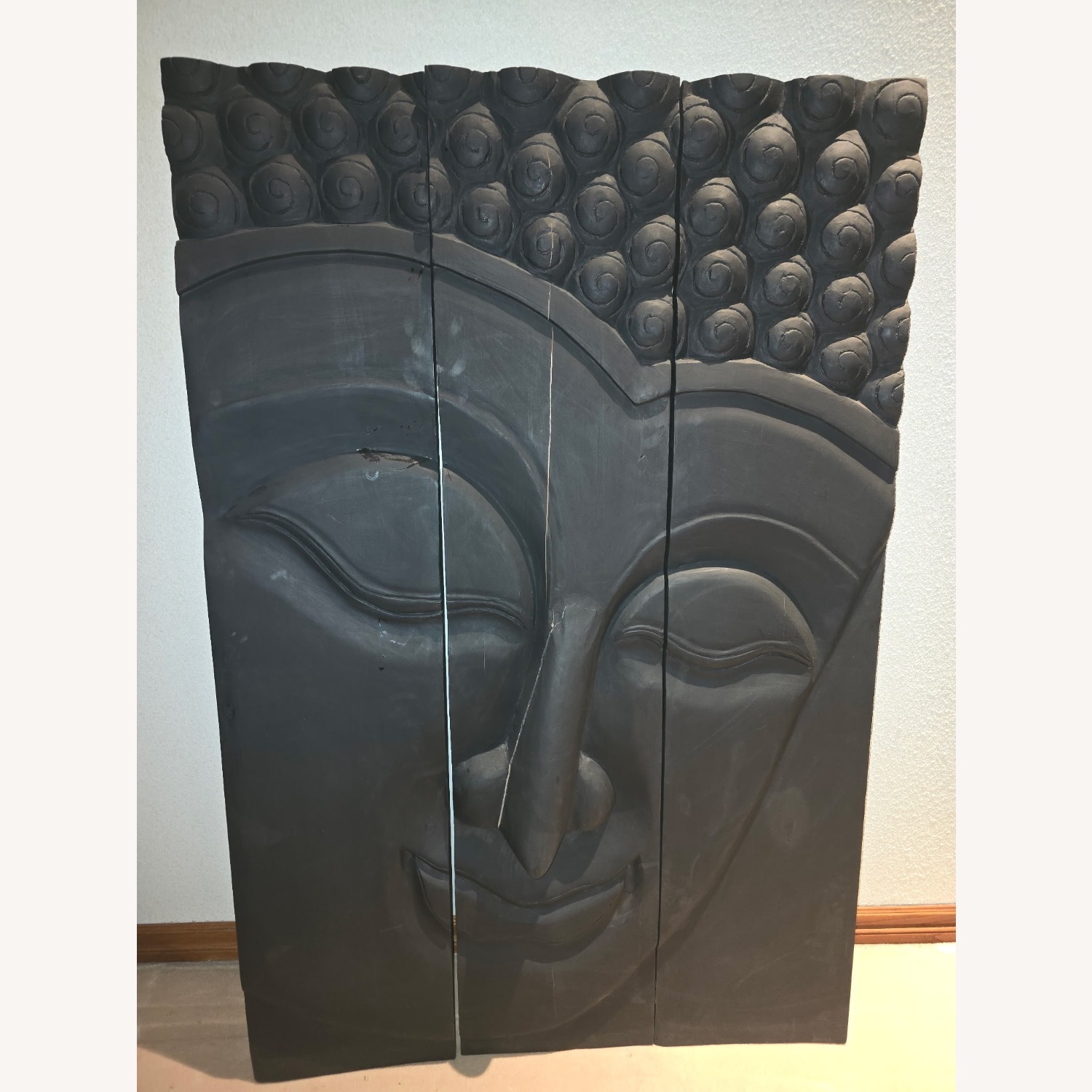  Serenity in Carved Wood (Large Buddha Wall Art) - image-1