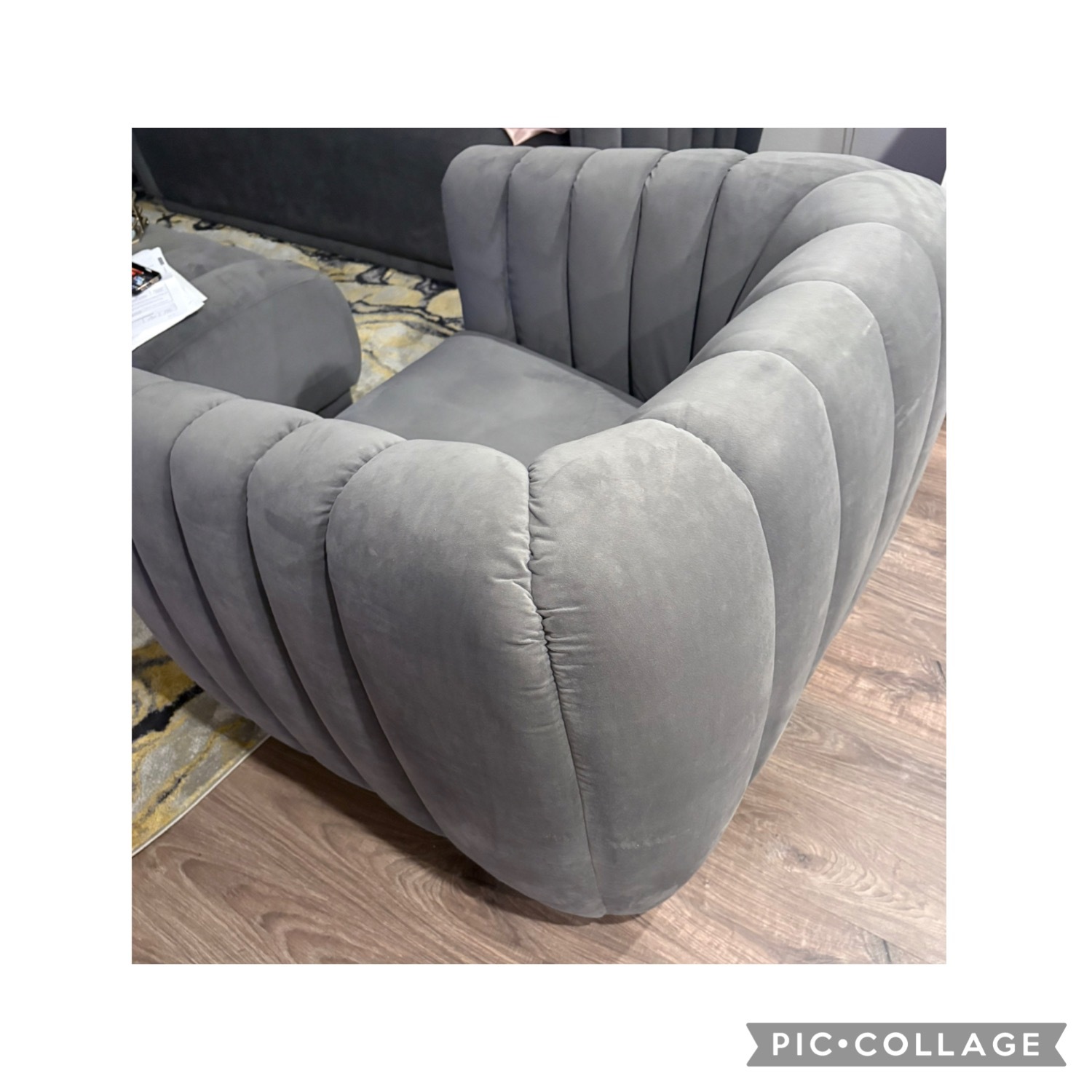 Dark Gray Suede 3+ Piece Sectional - image-3