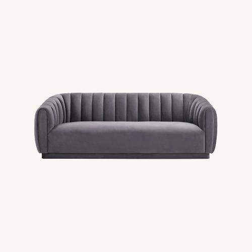 Used Dark Gray Suede 3+ Piece Sectional for sale on AptDeco