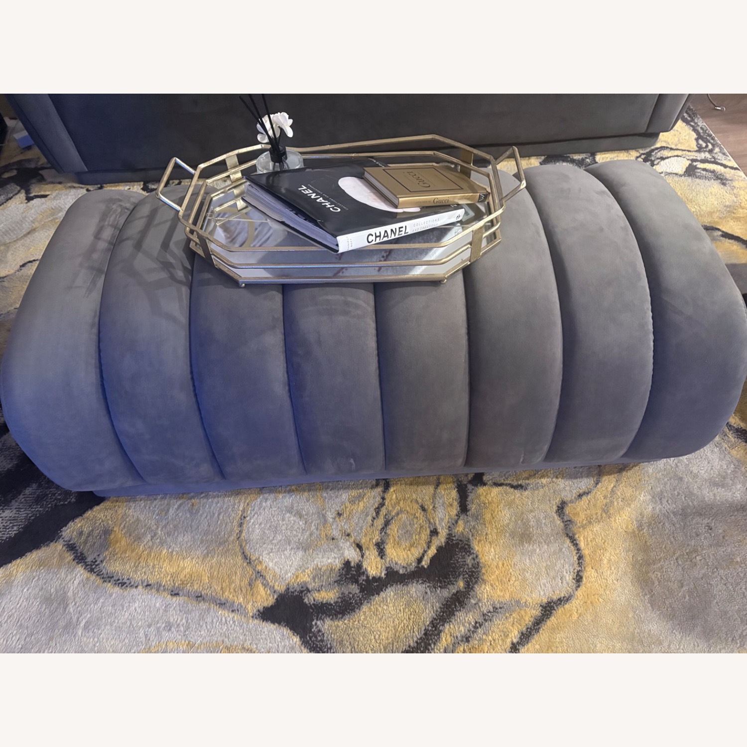 Dark Gray Suede 3+ Piece Sectional - image-8