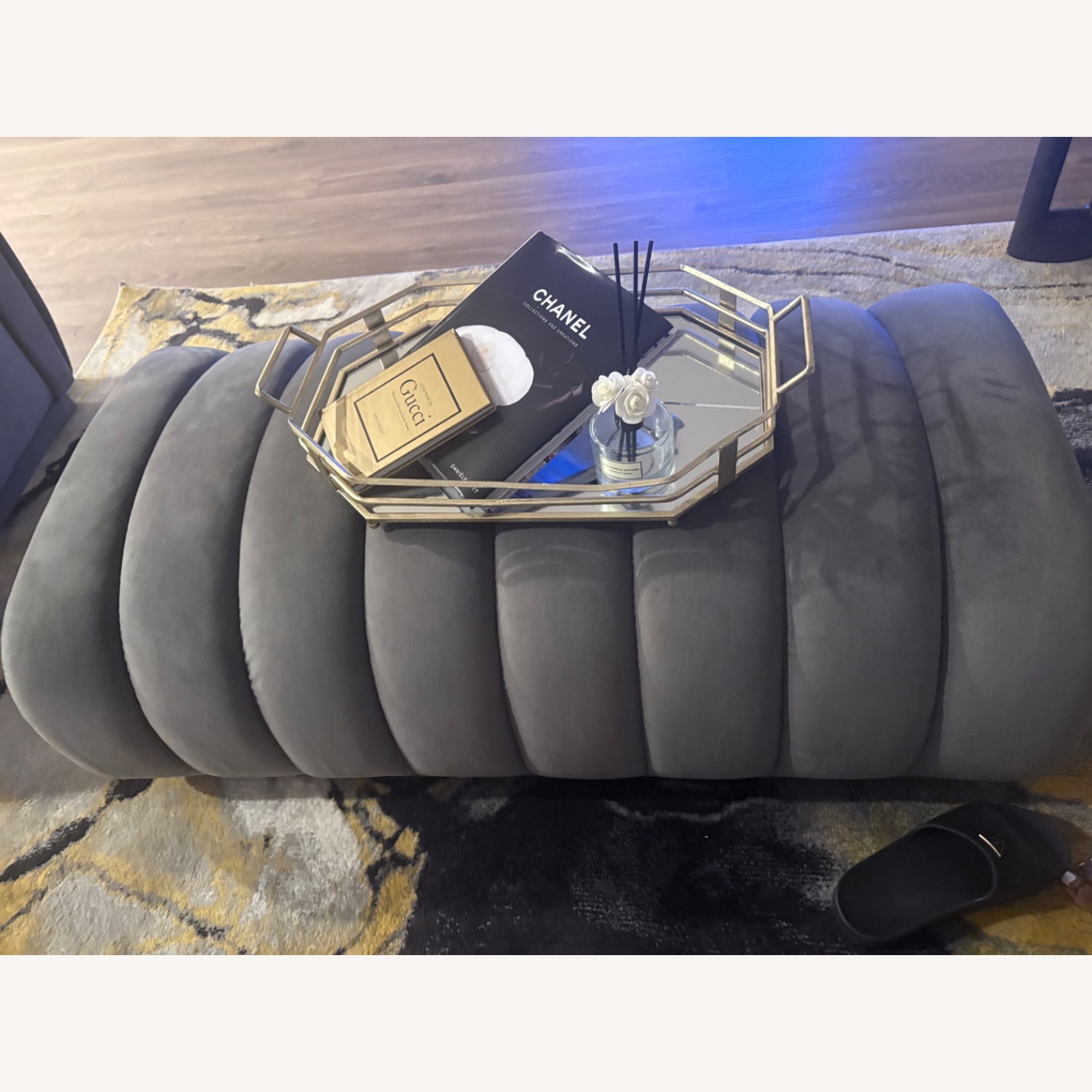 Dark Gray Suede 3+ Piece Sectional - image-9