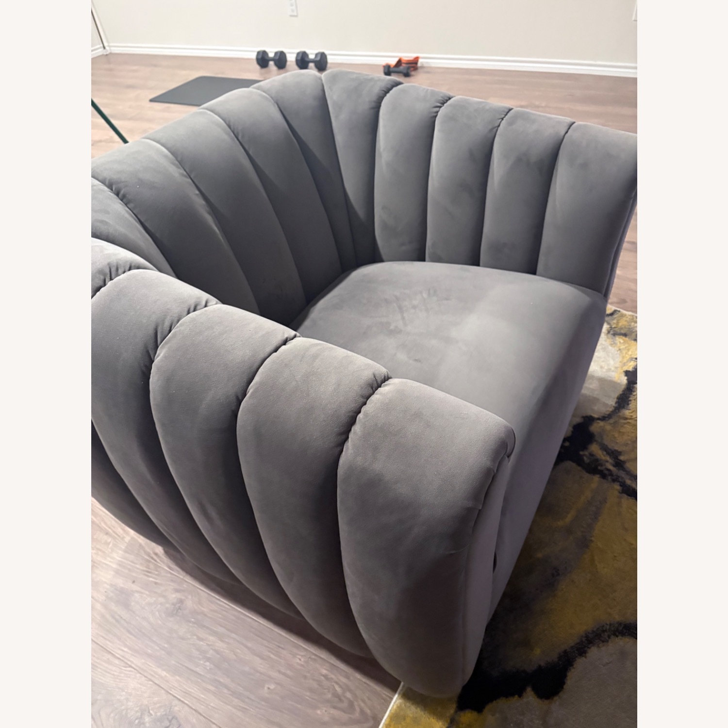 Dark Gray Suede 3+ Piece Sectional - image-5