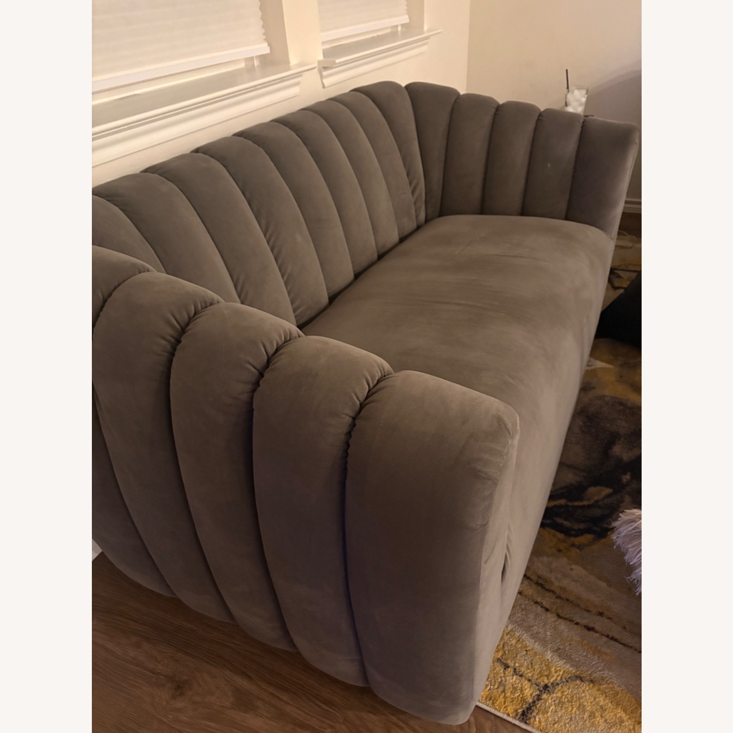 Dark Gray Suede 3+ Piece Sectional - image-2