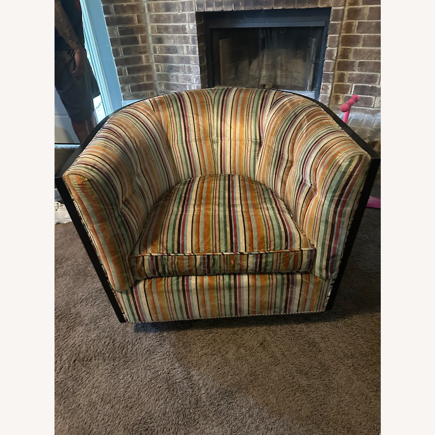 Kravet Custom Fabric 360 swivel barrel Chairs - image-1