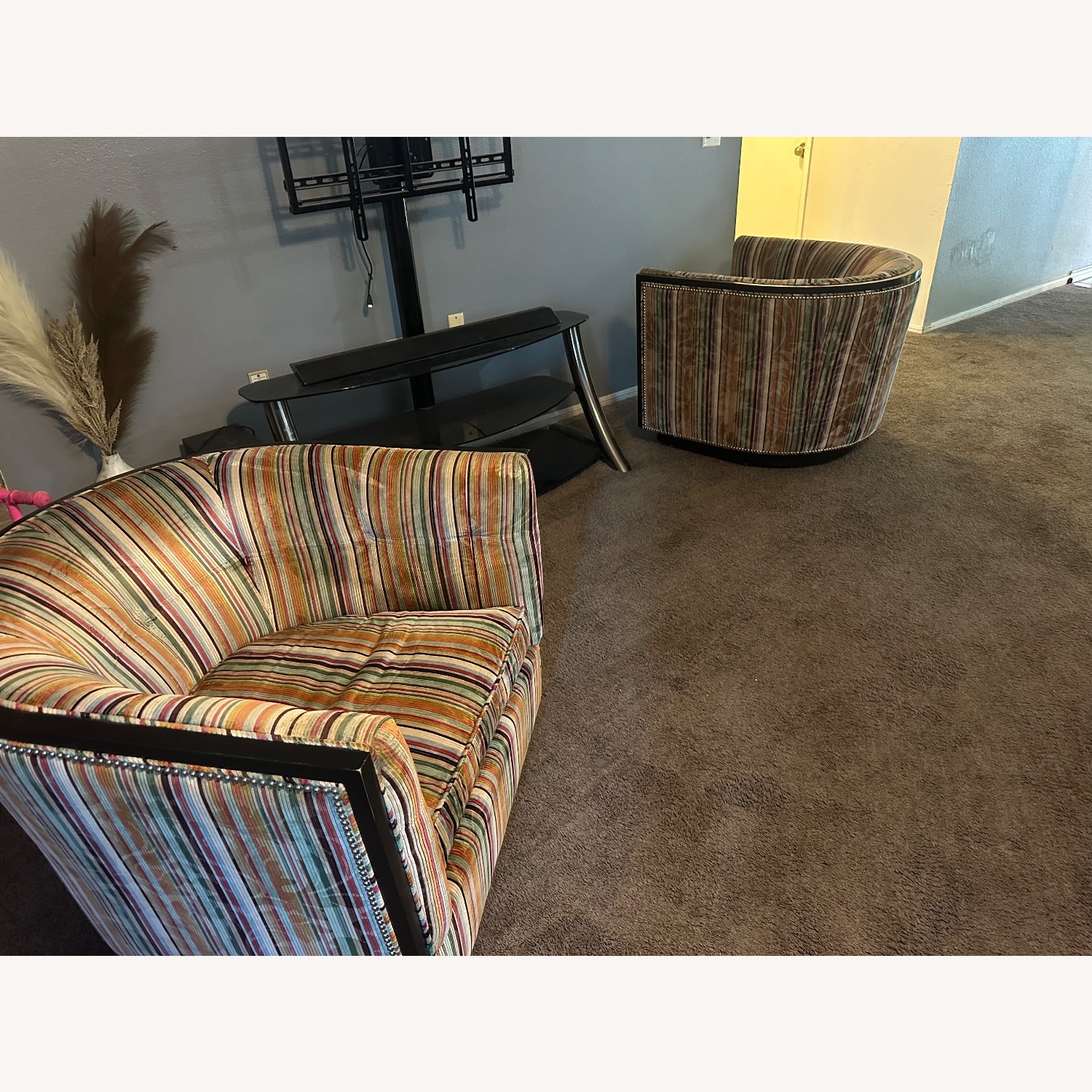 Kravet Custom Fabric 360 swivel barrel Chairs - image-2