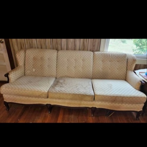 Used Vintage/Antique White Fabric 3+ Seater Sofa for sale on AptDeco