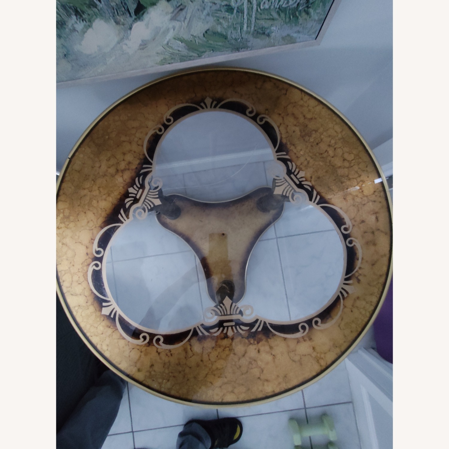 Gold Glass Side Table With Brass Sculpture Legs - image-4