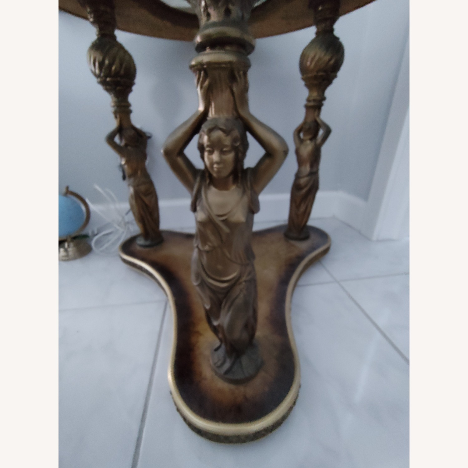 Gold Glass Side Table With Brass Sculpture Legs - image-3