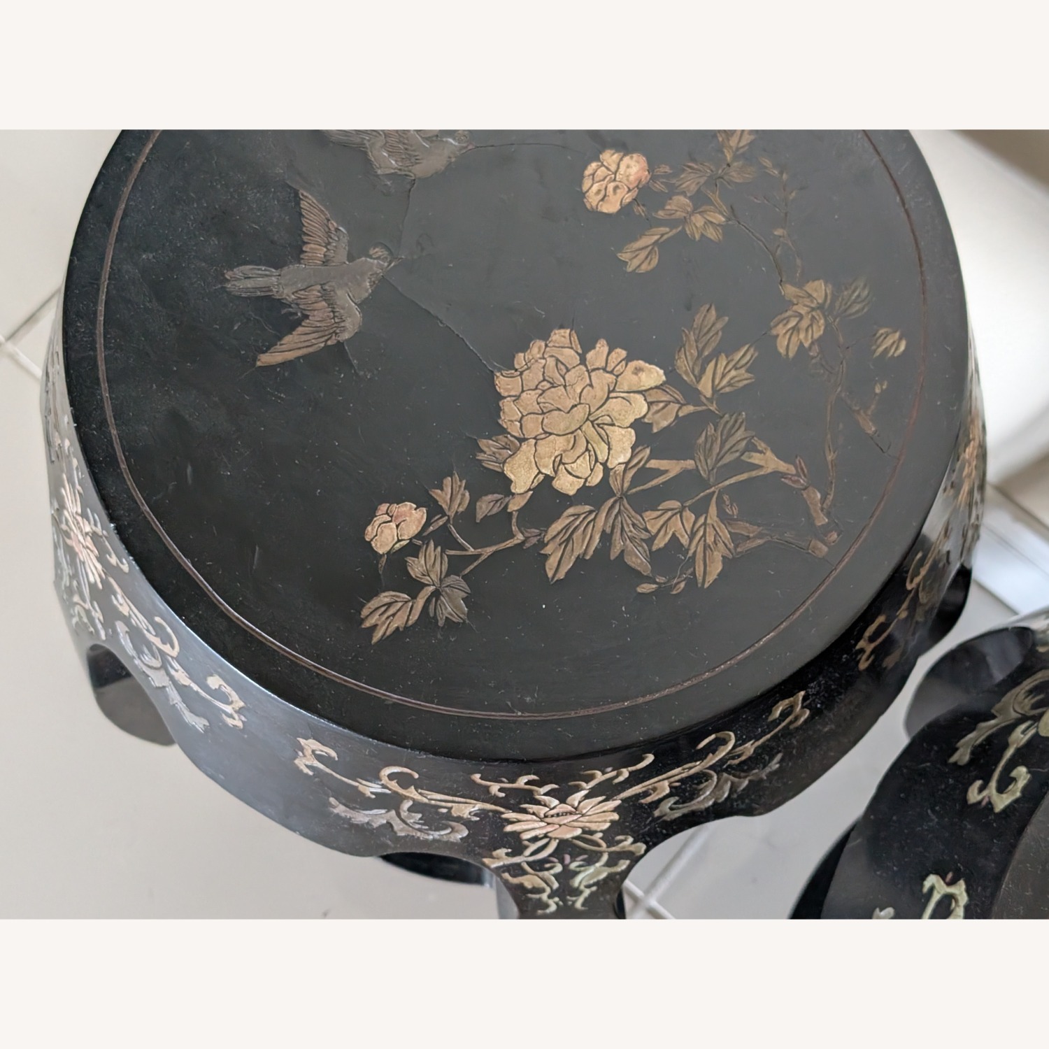 Vintage/Antique Black Wood Side Tables - image-2