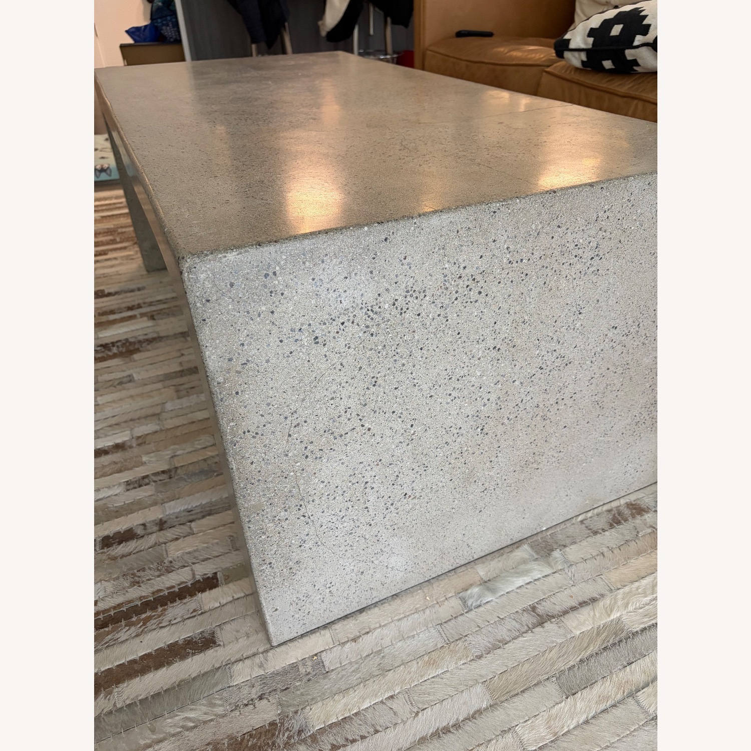 West Elm Light Gray Concrete Coffee Table - image-2