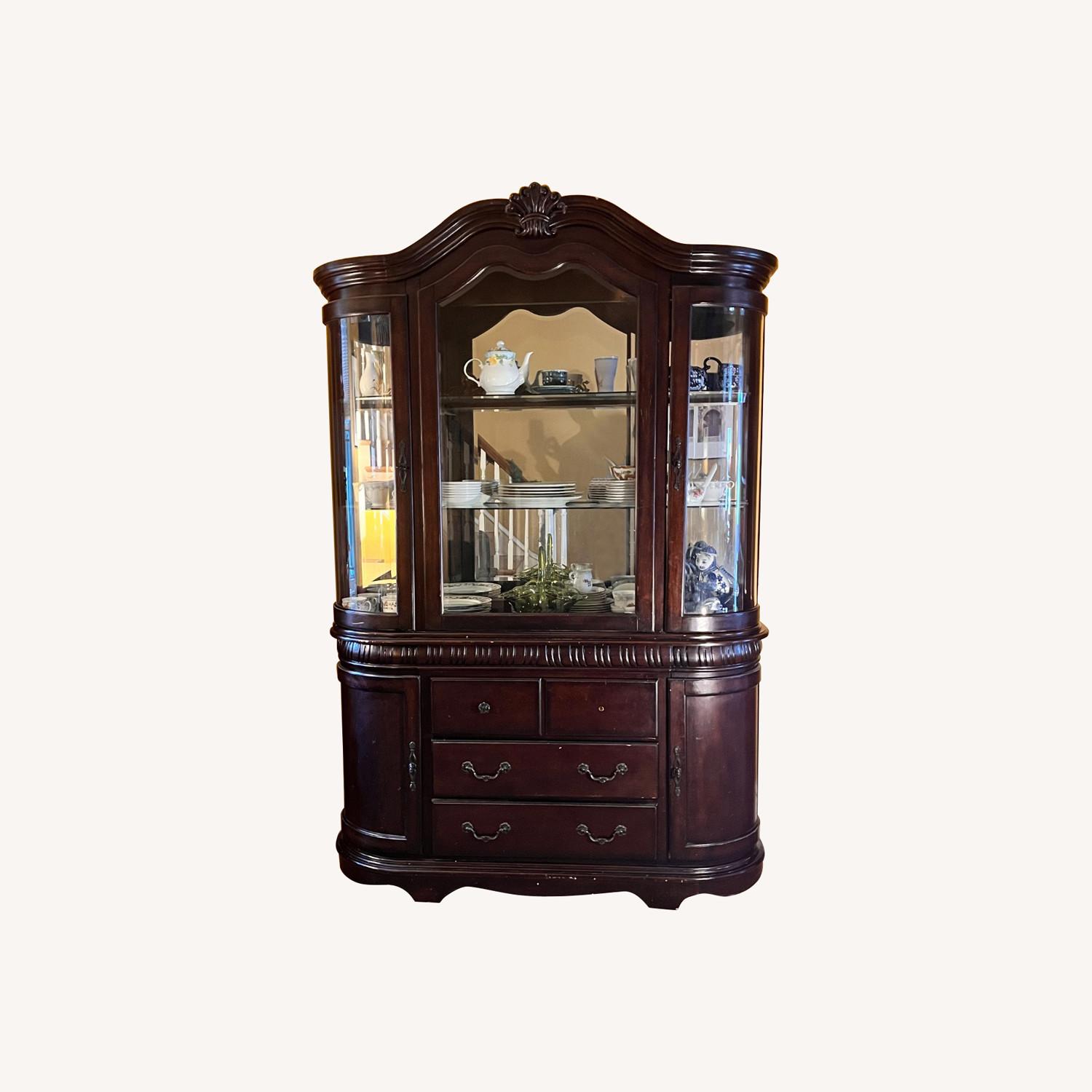 Dark Brown Wood Armoire - image-0