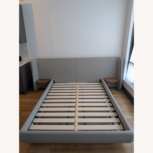Used Blu Dot Hunker Light Gray Fabric Queen Bed for sale on AptDeco