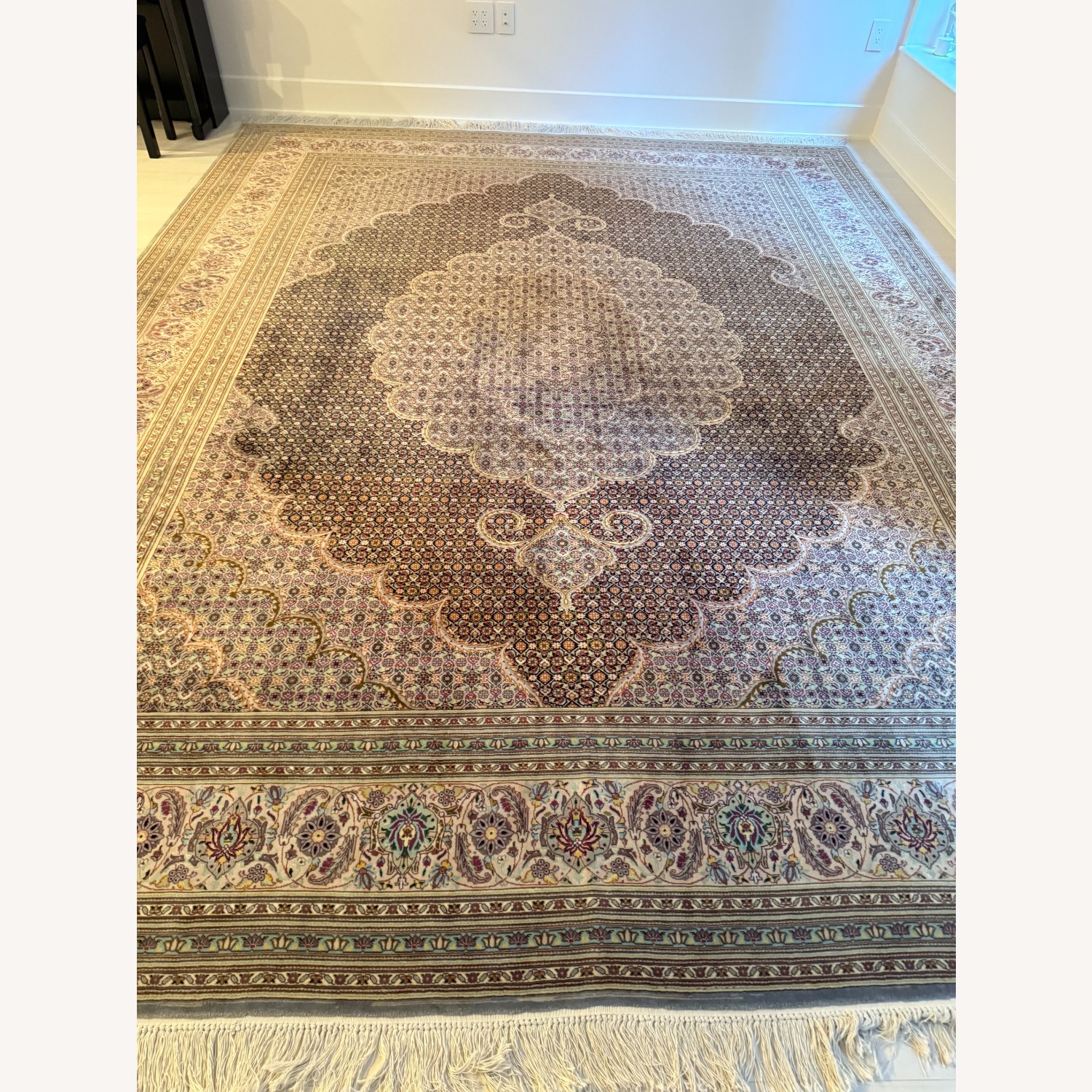 Persian Tabriz Wool & Silk Area Rug 10' x 13.6' - image-3