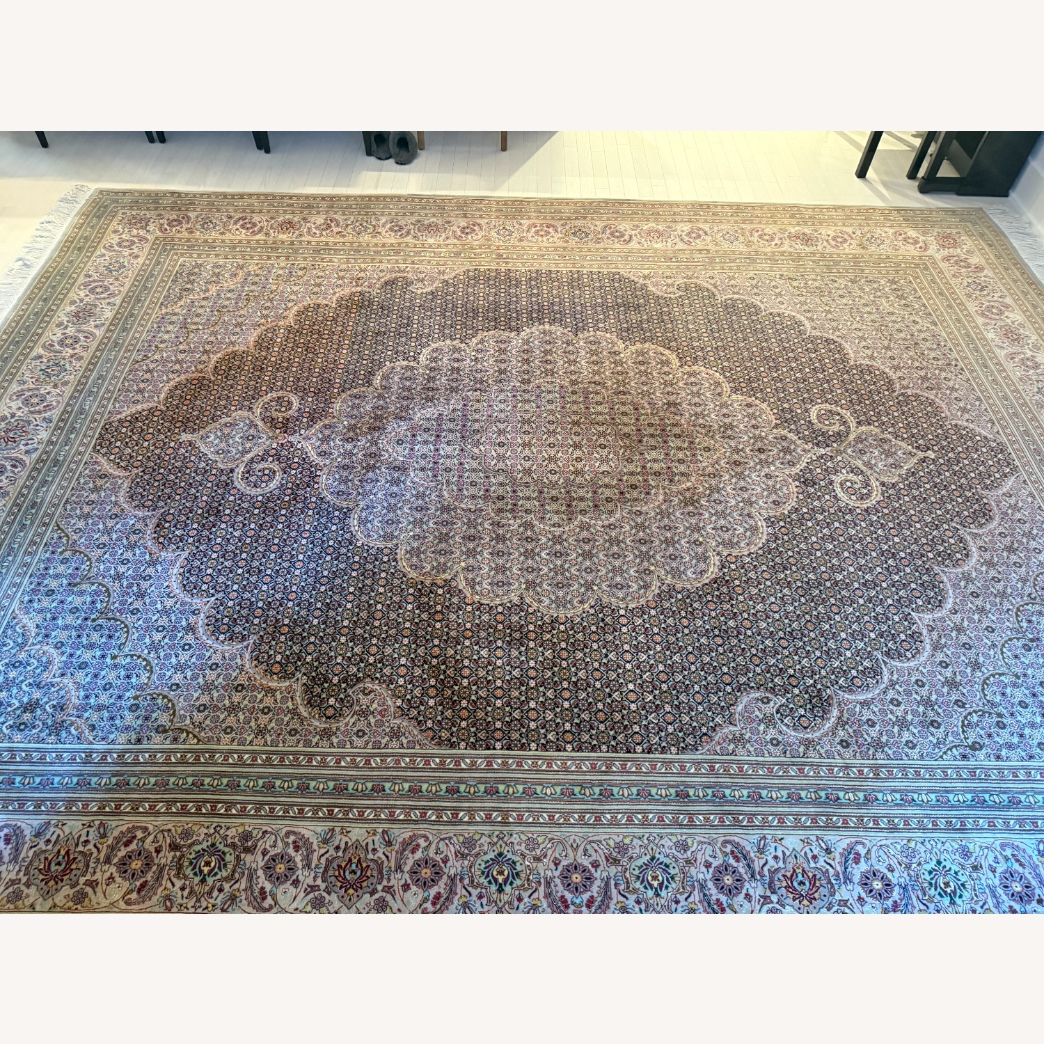 Persian Tabriz Wool & Silk Area Rug 10' x 13.6' - image-6