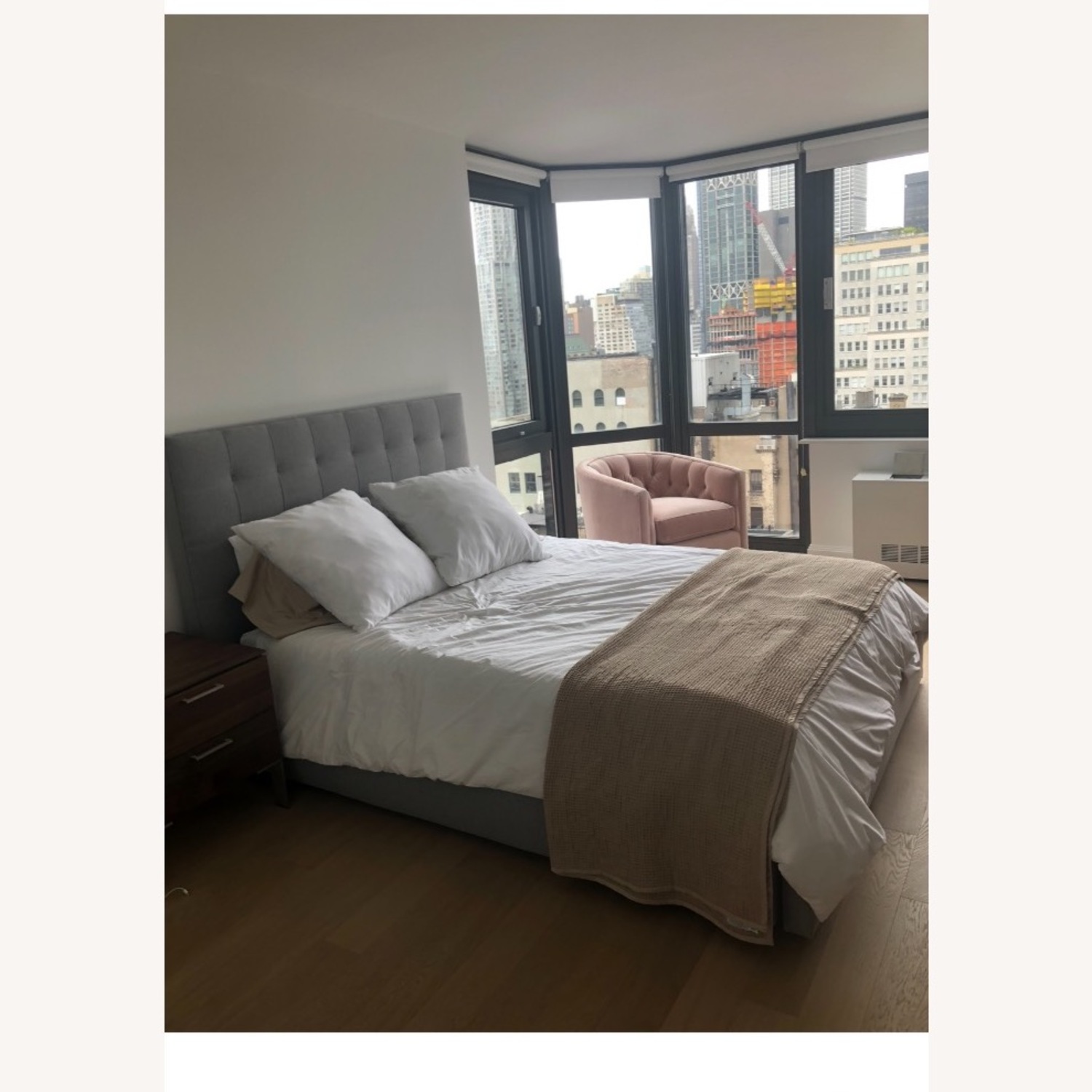 Room & Board Gray Queen Bed W Drawer - image-1