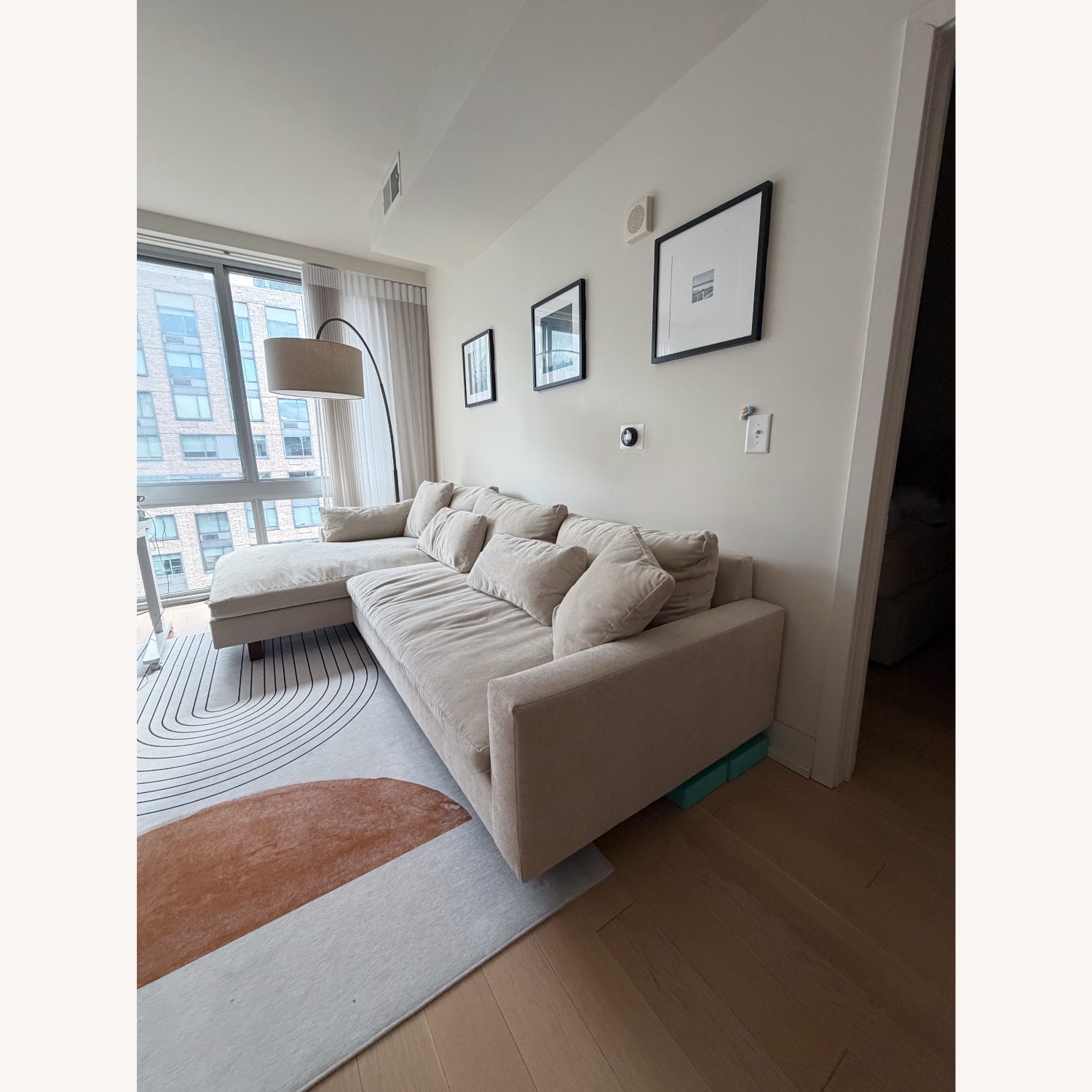 West Elm Harmony Velvet 2 Piece Sectional - image-3