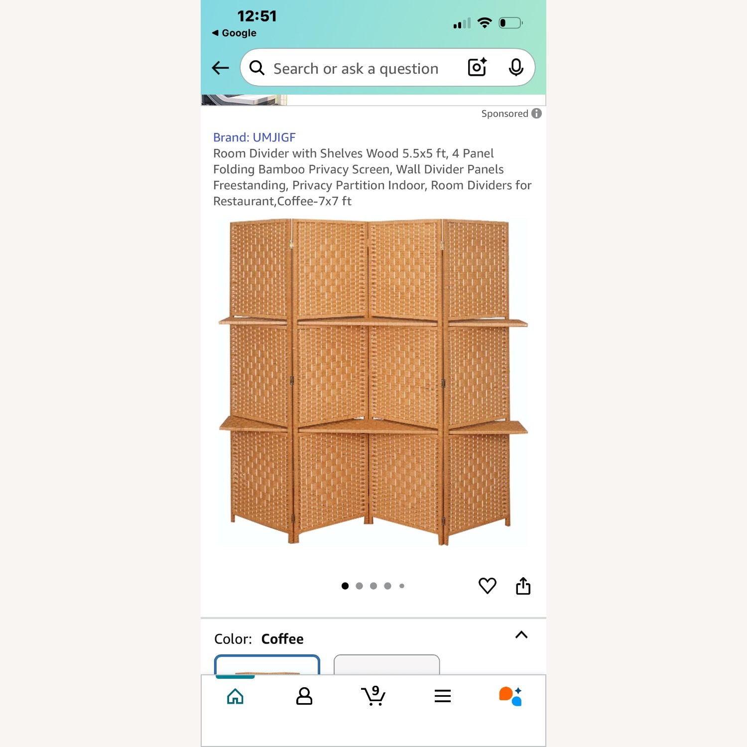 Amazon Natural Bamboo Room Divider - image-1