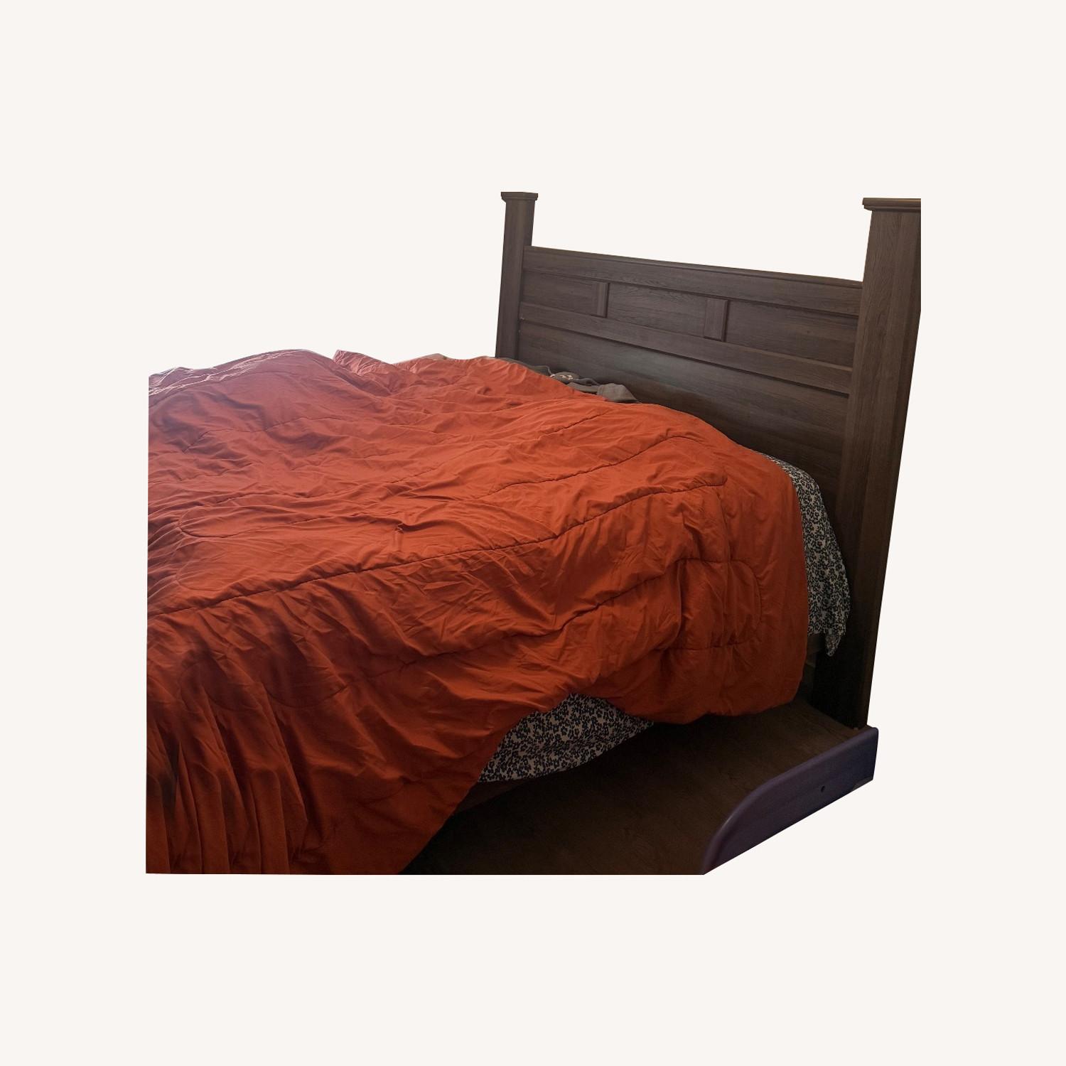 Ashley Furniture Dark Brown Wood King Bed - image-0