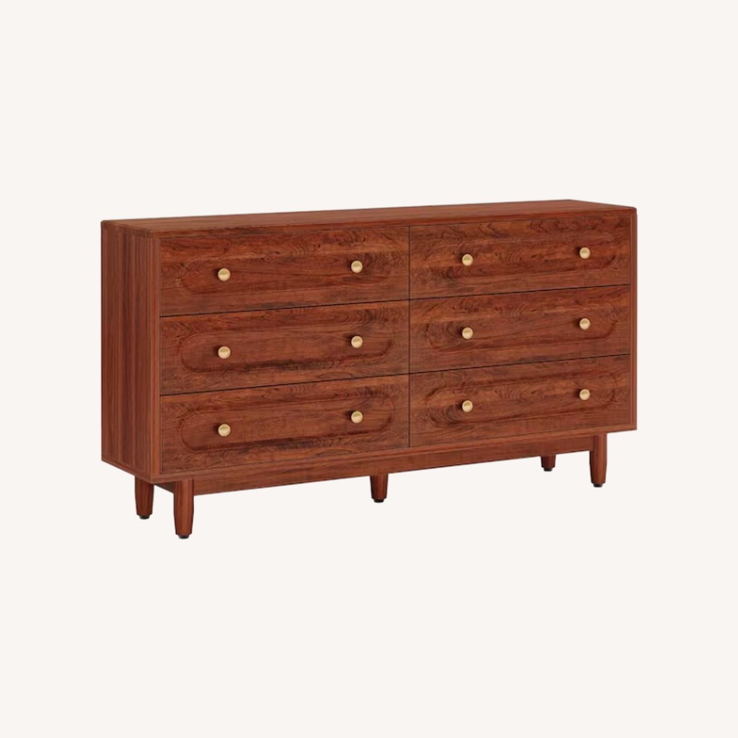 Dark Brown Dresser With Gold Knobs - image-0