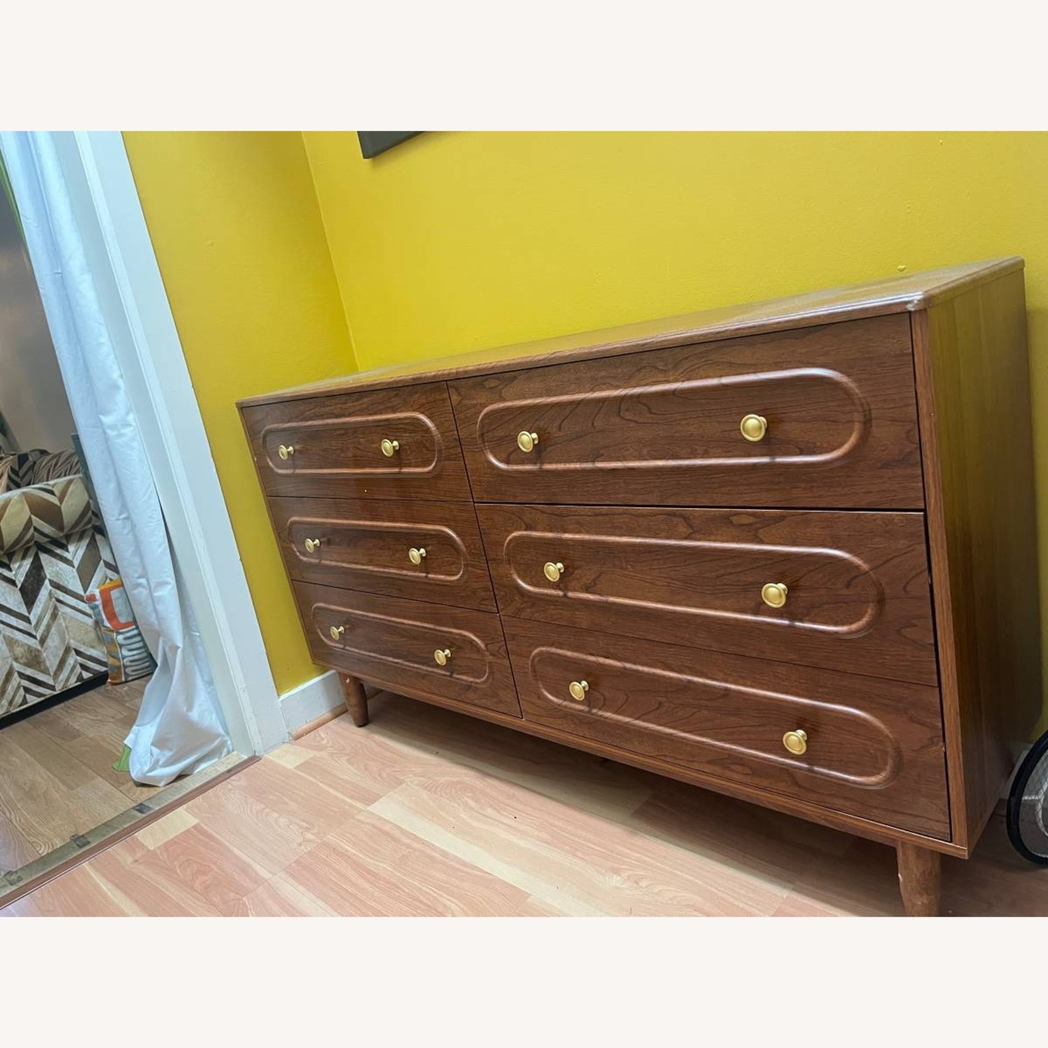 Dark Brown Dresser With Gold Knobs - image-2
