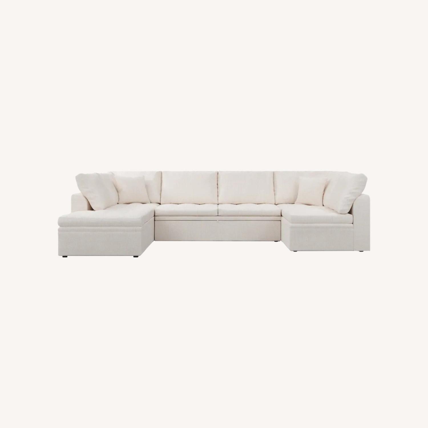 White Pullout Sofa - image-0
